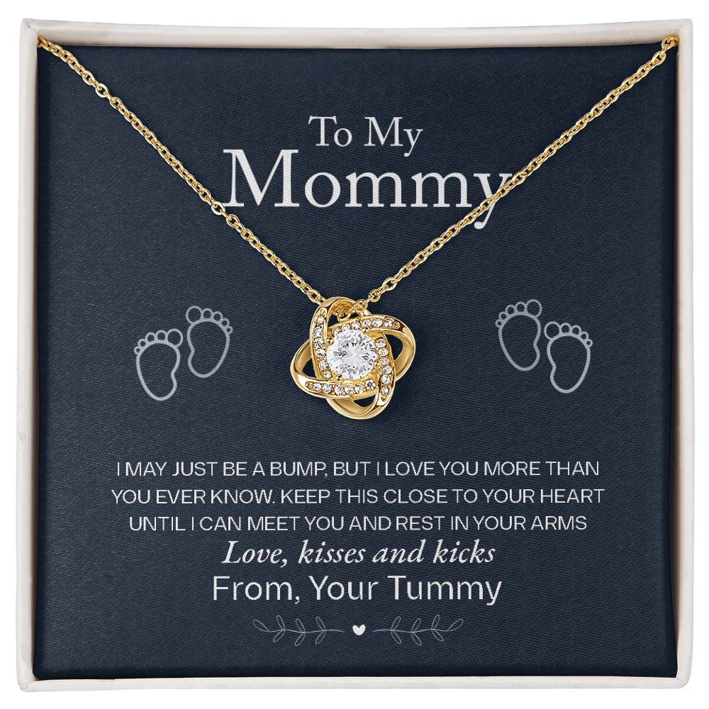 To My Mommy, Love From Your Tummy -Love Knot Necklace - YERTIZZ.COM