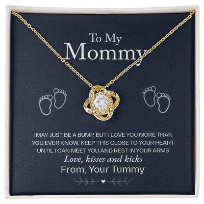 To My Mommy, Love From Your Tummy -Love Knot Necklace - YERTIZZ.COM