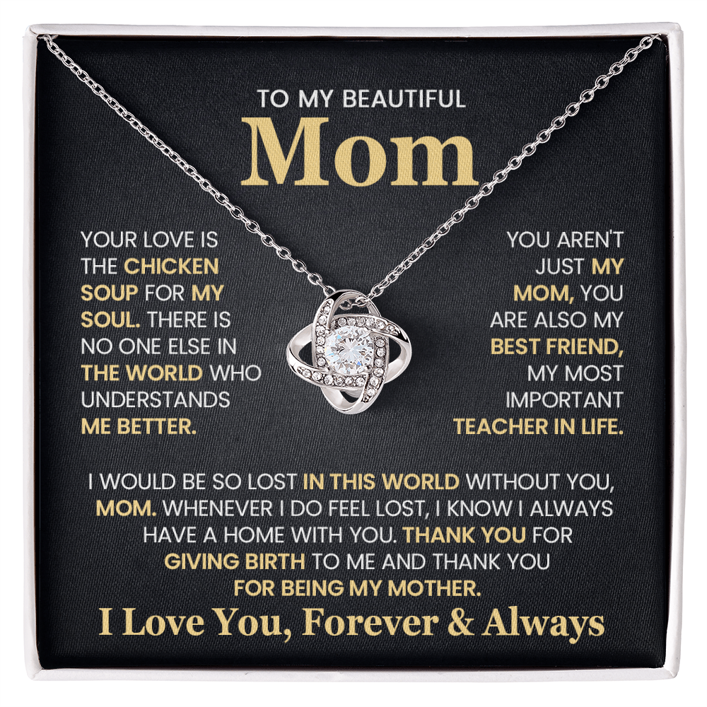 To My Beautiful Mom Necklace – Luxury Heart Pendant Gift for Mom | I Love You Forever & Always Jewelry