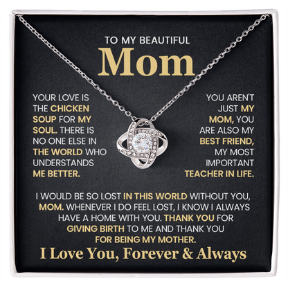 To My Beautiful Mom Necklace – Luxury Heart Pendant Gift for Mom | I Love You Forever & Always Jewelry