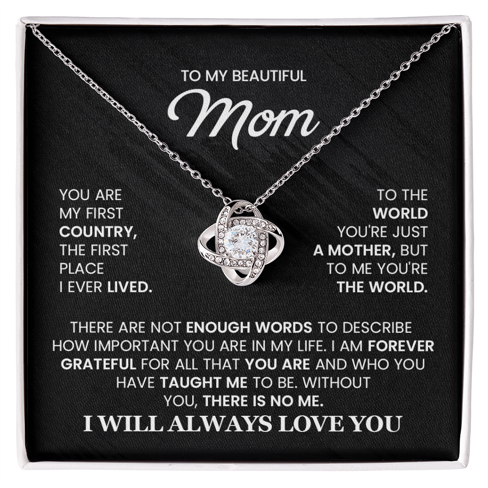 To My Beautiful Mom Necklace – Elegant Heart Pendant Gift for Mom | I Will Always Love You Jewelry