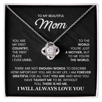 To My Beautiful Mom Necklace – Elegant Heart Pendant Gift for Mom | I Will Always Love You Jewelry