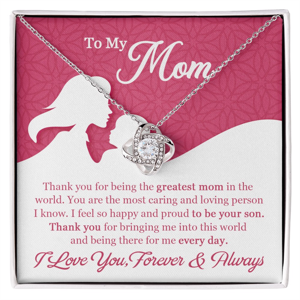 To My Mom Necklace from Son – Heartfelt Jewelry Gift | Mother's Day Gift for Mom with Message Card