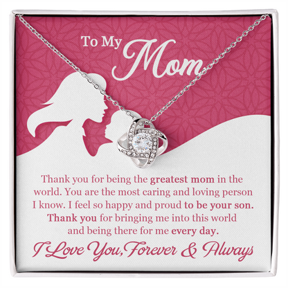 To My Mom Necklace from Son – Heartfelt Jewelry Gift | Mother's Day Gift for Mom with Message Card