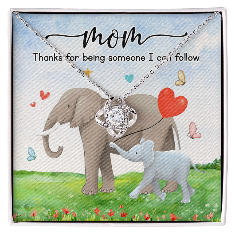 Mom Elephant Necklace – Cute & Heartfelt Gift for Mom | Thank You for Being Someone I Can Follow Jewelry