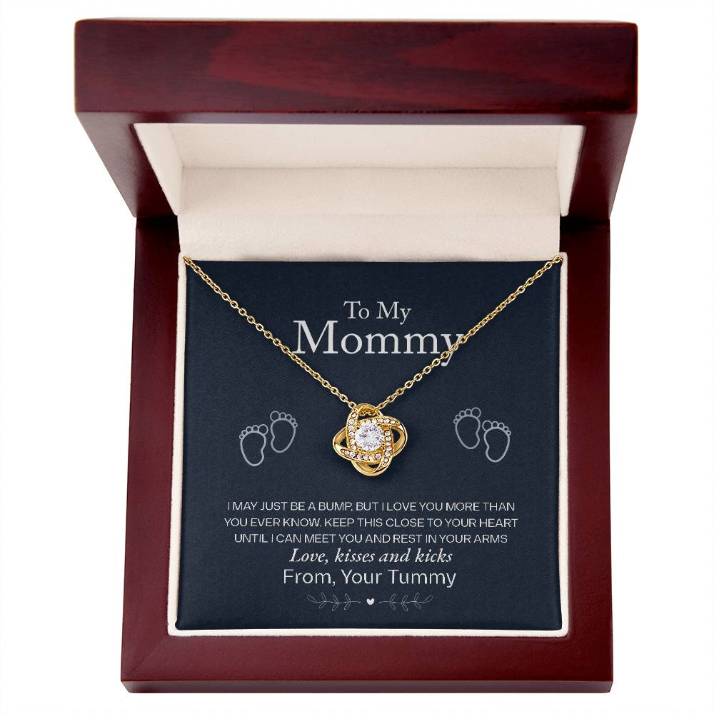To My Mommy, Love From Your Tummy -Love Knot Necklace - YERTIZZ.COM