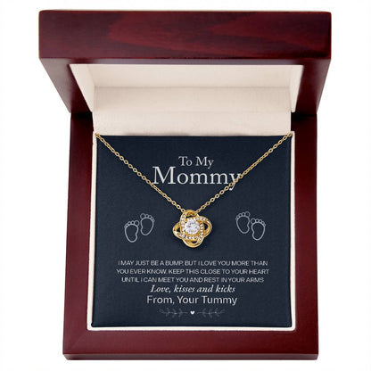 To My Mommy, Love From Your Tummy -Love Knot Necklace - YERTIZZ.COM