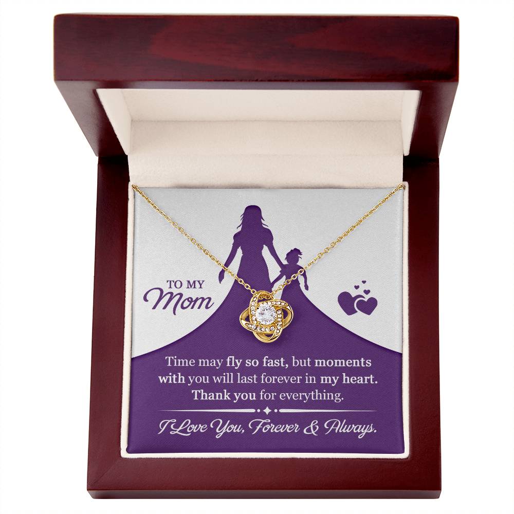 To My Mom Necklace Gift – Love Knot Necklace from Daughter or Son, Meaningful Jewelry Gift for Mom, Birthday Christmas Mother Gift