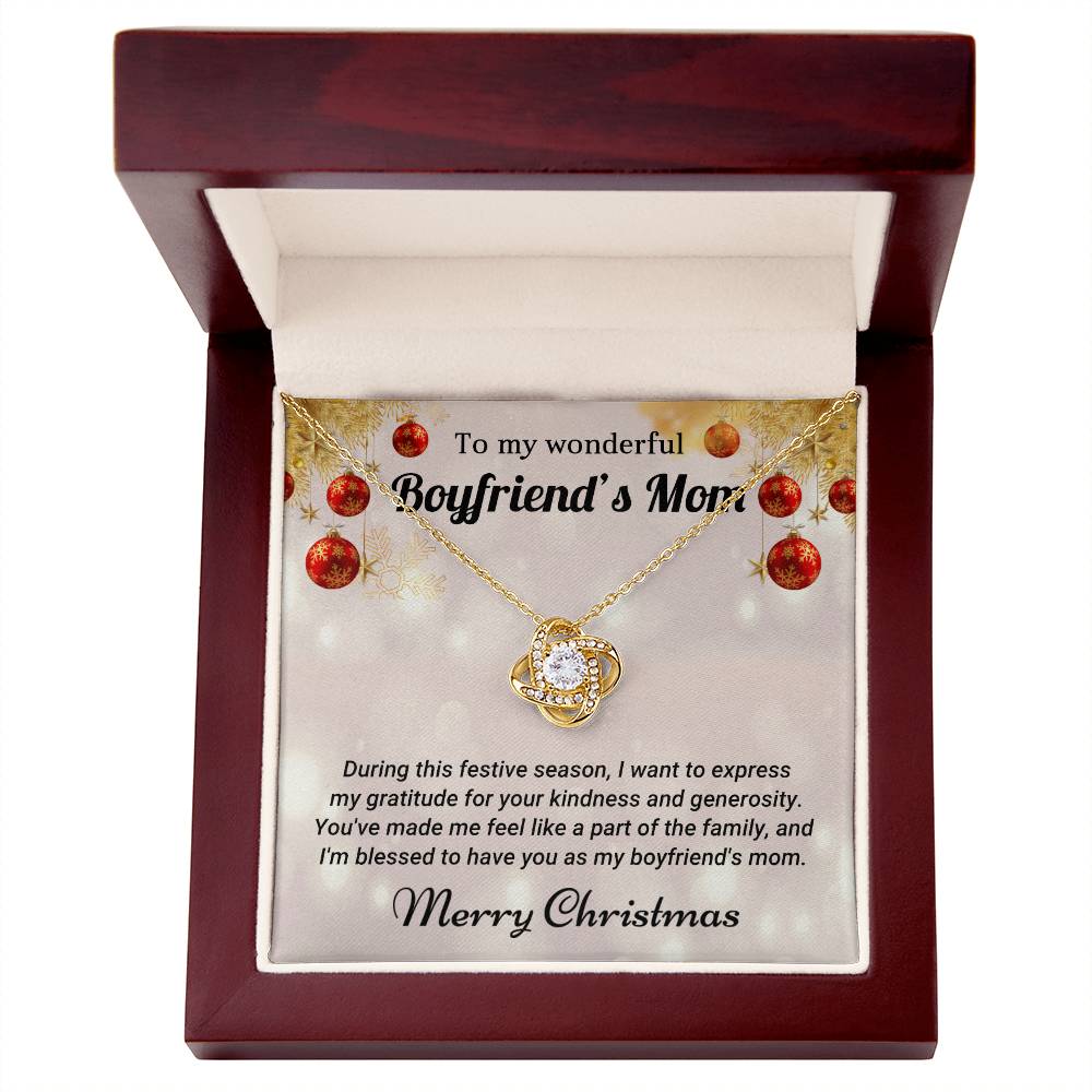 To My Wonderful Boyfriend's Mom - Part of the Family - Christmas Gift - Love Knot Necklace
