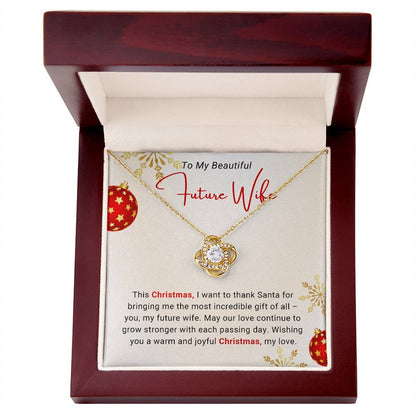To My Beautiful Future Wife – Love Knot Necklace, Romantic Christmas Gift for Fiancée, Heartfelt Jewelry Gift from Husband to Be, Holiday Keepsake Necklace
