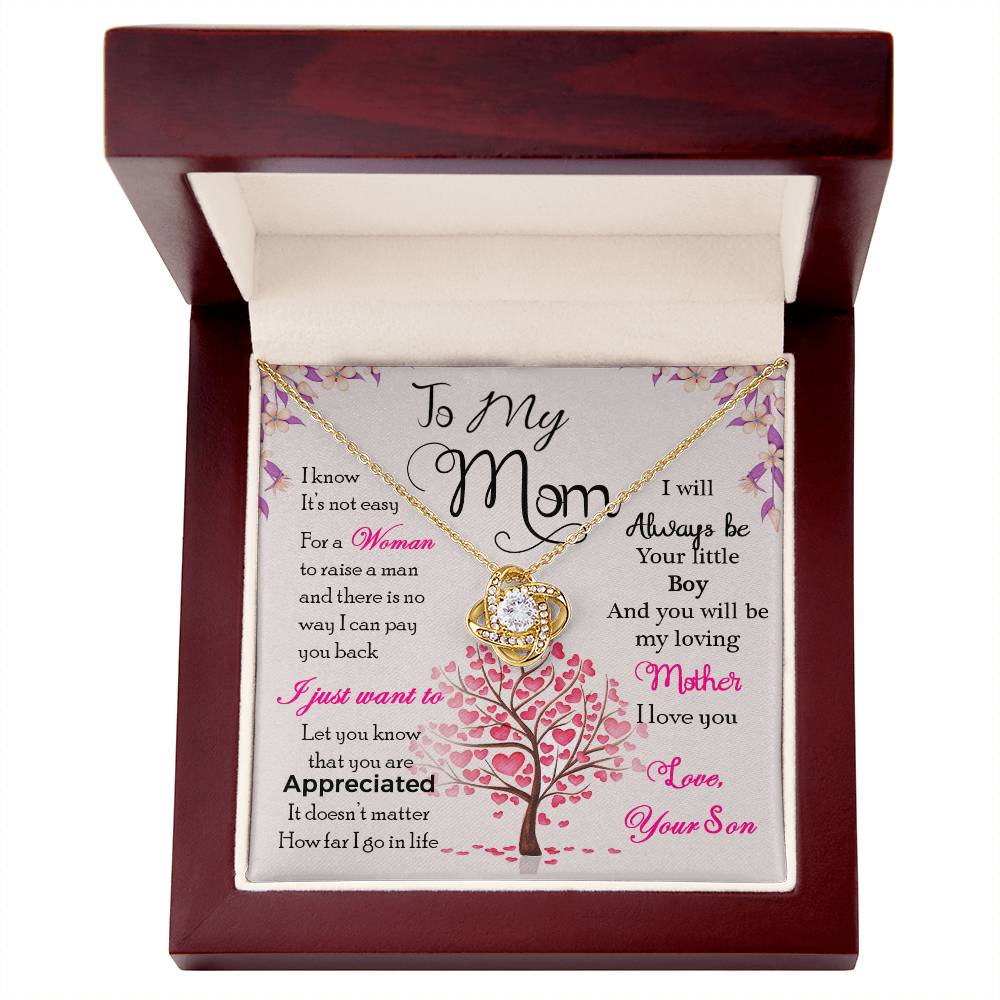 To My Mom, I Know Its Not Easy -Love Knot Necklace - YERTIZZ.COM