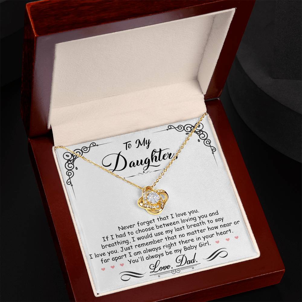 To My Daughter, I_m Always Right Here In Your Heart -Love Knot Necklace - YERTIZZ.COM
