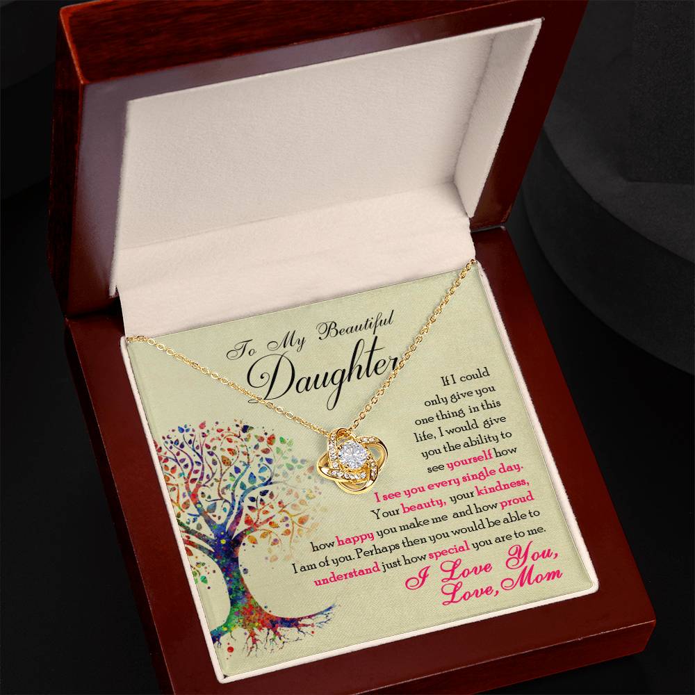 To My Beautiful Daughter, You Are Special To Me -Love Knot Necklace - YERTIZZ.COM