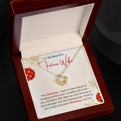 To My Beautiful Future Wife – Love Knot Necklace, Romantic Christmas Gift for Fiancée, Heartfelt Jewelry Gift from Husband to Be, Holiday Keepsake Necklace