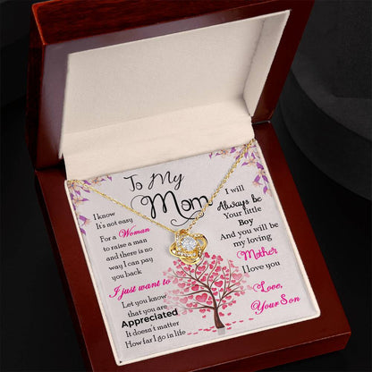 To My Mom, I Know Its Not Easy -Love Knot Necklace - YERTIZZ.COM