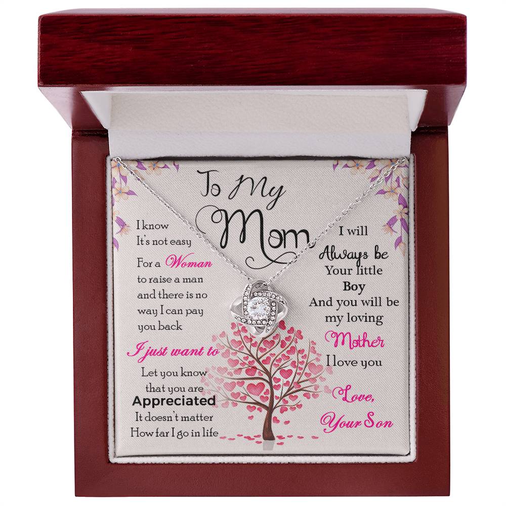 To My Mom, I Know Its Not Easy -Love Knot Necklace - YERTIZZ.COM