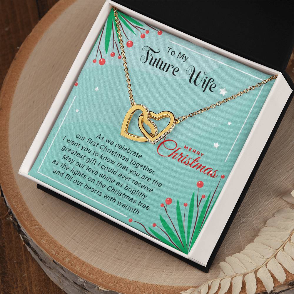 To My Future Wife - Celebrate - Christmas Gift - Interlocking Hearts Necklace