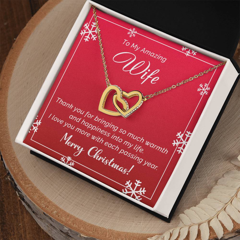 To My Amazing Wife - Happiness - Christmas Gift - Interlocking Hearts Necklace