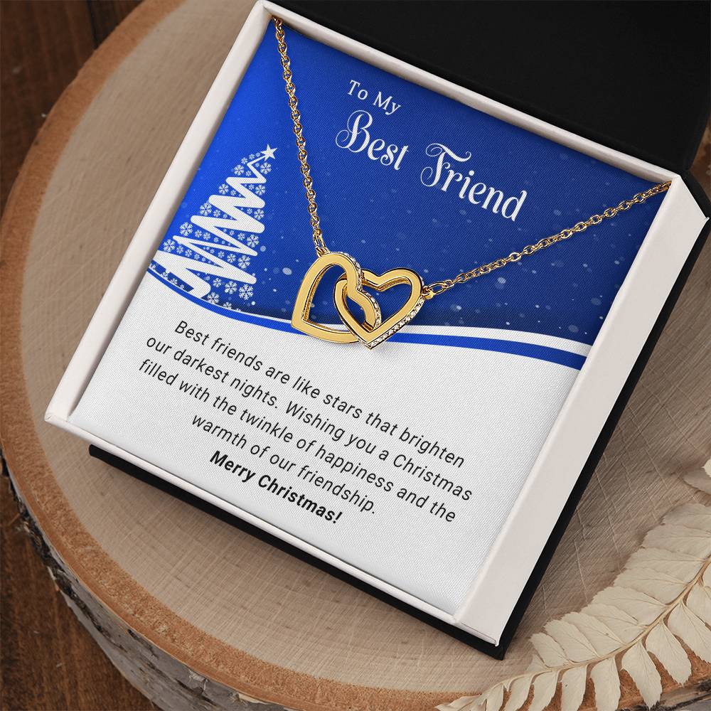 To My Best Friend - Like Stars - Christmas Gift - Interlocking Hearts Necklace