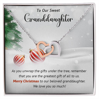 To Our Sweet Granddaughter - Greatest - Christmas Gift - Interlocking Hearts Necklace
