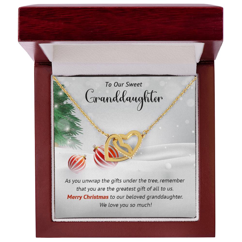 To Our Sweet Granddaughter - Greatest - Christmas Gift - Interlocking Hearts Necklace