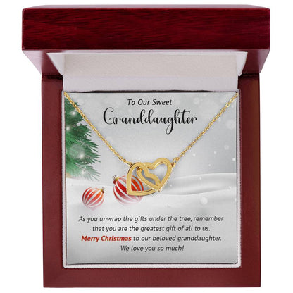 To Our Sweet Granddaughter - Greatest - Christmas Gift - Interlocking Hearts Necklace