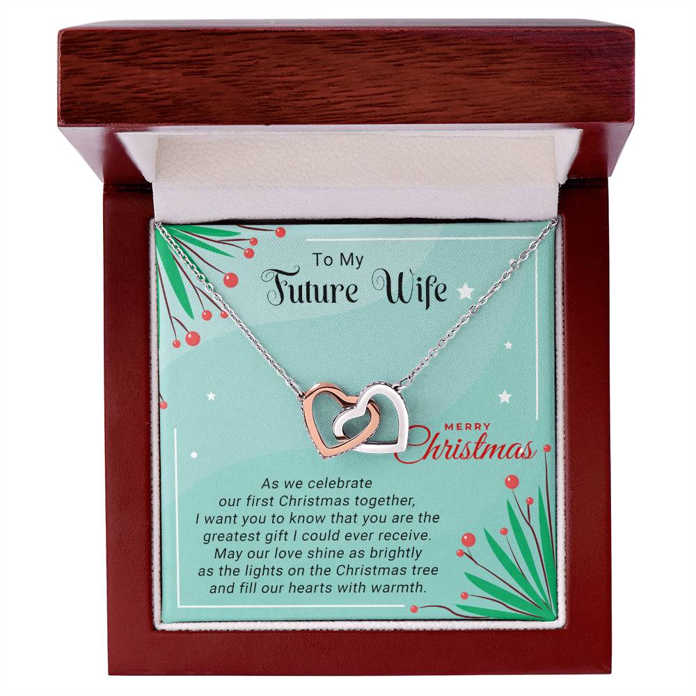 To My Future Wife - Celebrate - Christmas Gift - Interlocking Hearts Necklace