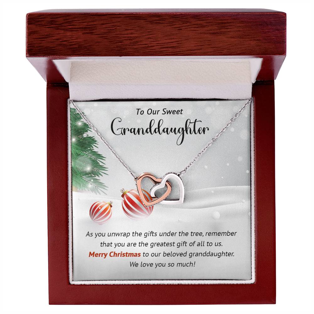To Our Sweet Granddaughter - Greatest - Christmas Gift - Interlocking Hearts Necklace