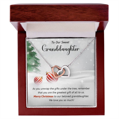 To Our Sweet Granddaughter - Greatest - Christmas Gift - Interlocking Hearts Necklace