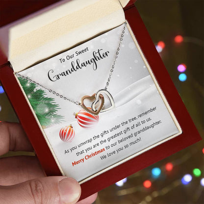 To Our Sweet Granddaughter - Greatest - Christmas Gift - Interlocking Hearts Necklace
