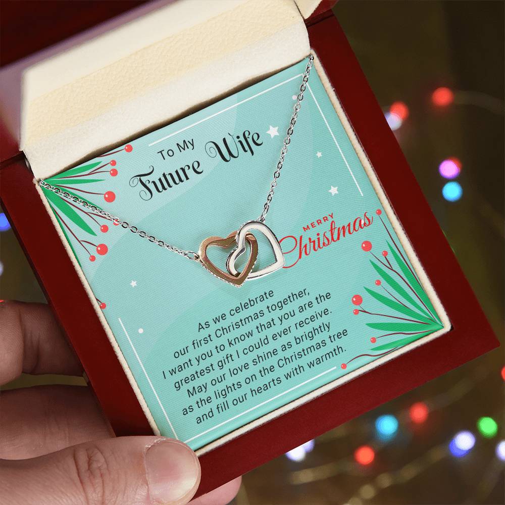 To My Future Wife - Celebrate - Christmas Gift - Interlocking Hearts Necklace