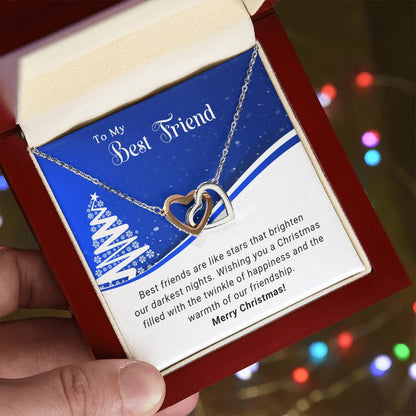 To My Best Friend - Like Stars - Christmas Gift - Interlocking Hearts Necklace