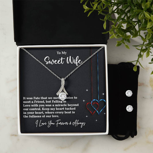 Alluring Beauty, Necklace and Earring Set, To My Sweet Wife, I Love You, Valentine's Day - YERTIZZ.COM