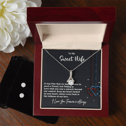 Alluring Beauty, Necklace and Earring Set, To My Sweet Wife, I Love You, Valentine's Day - YERTIZZ.COM