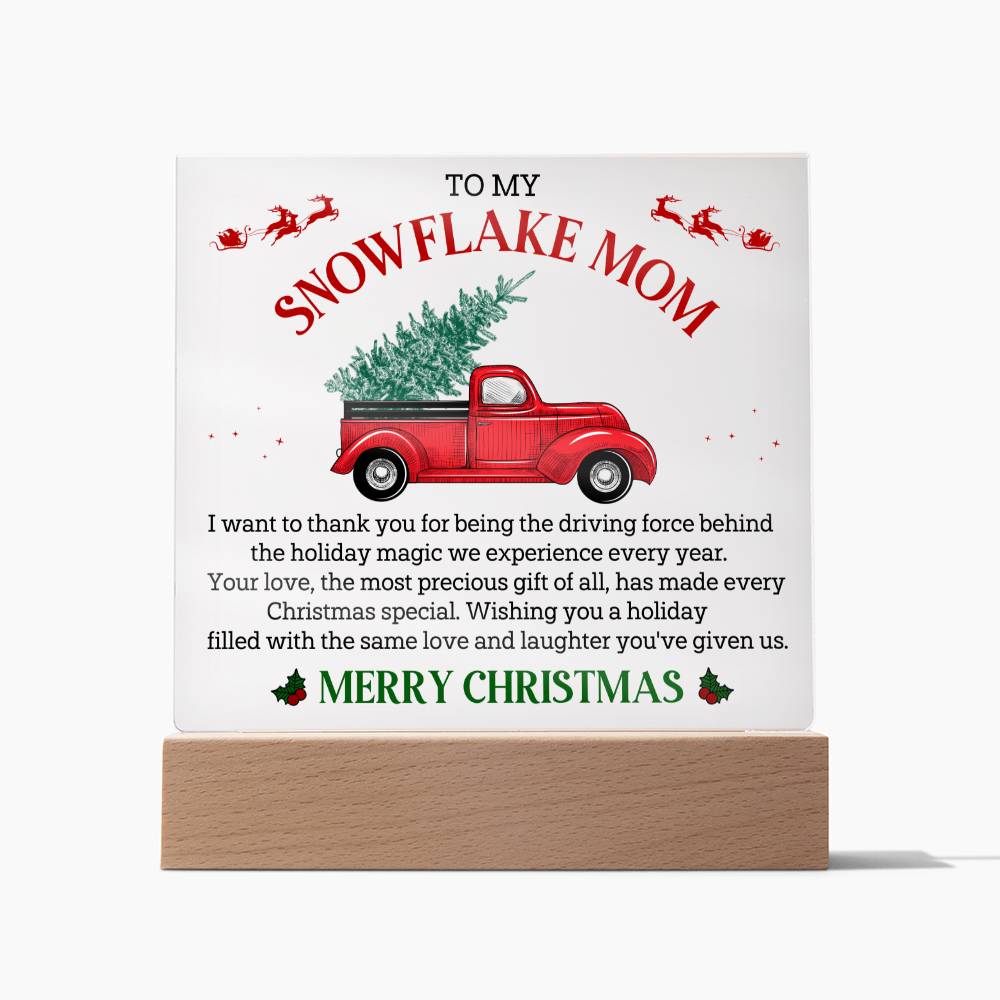 To My Snowflake Mom, ENGRAVED, Square Acrylic Plaque LED Backlit - YERTIZZ.COM