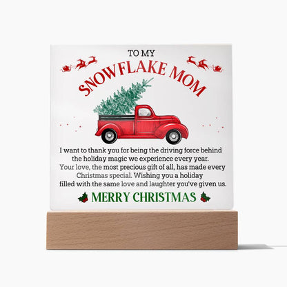 To My Snowflake Mom, ENGRAVED, Square Acrylic Plaque LED Backlit - YERTIZZ.COM