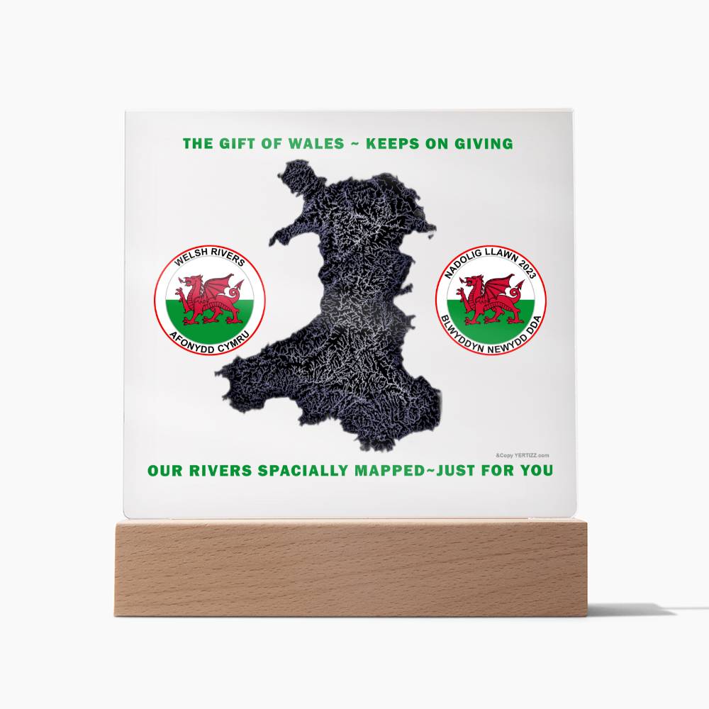 Square Acrylic Plaque, Welsh Rivers, Mapped Just For You - YERTIZZ.COM