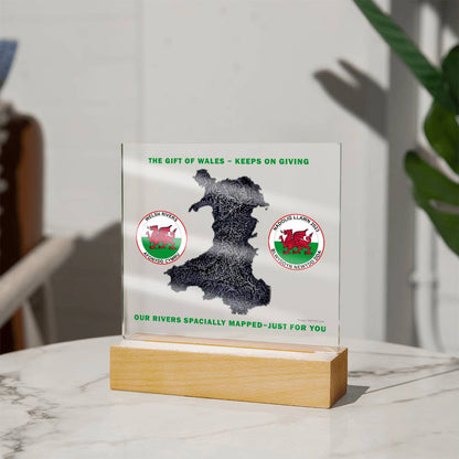 Square Acrylic Plaque, Welsh Rivers, Mapped Just For You - YERTIZZ.COM