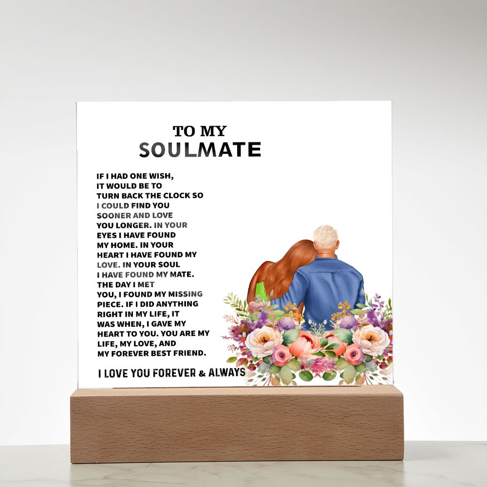 To My Soulmate, I Love You Forever & Always, Square Acrylic Plaque - YERTIZZ.COM