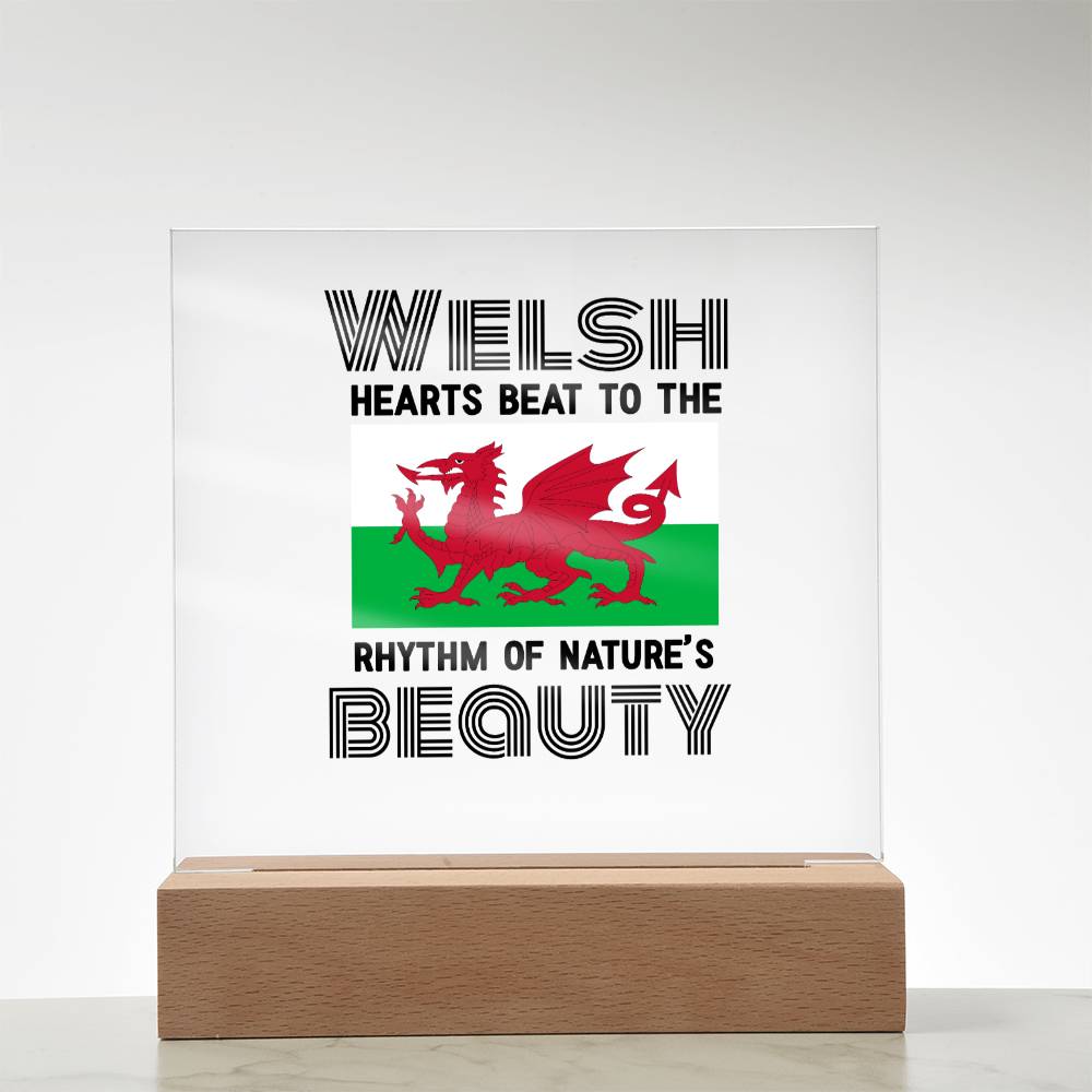 Square Acrylic Plaque, Welsh Hearts Beat To The Rhythm Of Nature's Beauty - YERTIZZ.COM