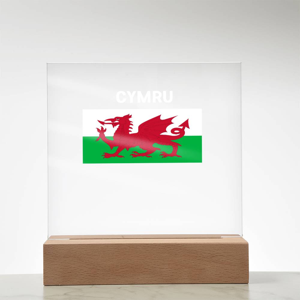 Square Acrylic Plaque, The Welsh Flag, Cymru, Red Dragon,Y Ddraig Goch - YERTIZZ.COM