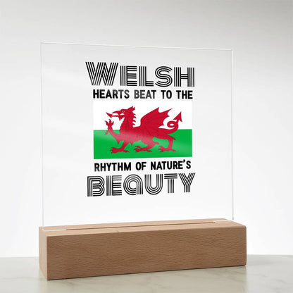 Square Acrylic Plaque, Welsh Hearts Beat To The Rhythm Of Nature's Beauty - YERTIZZ.COM