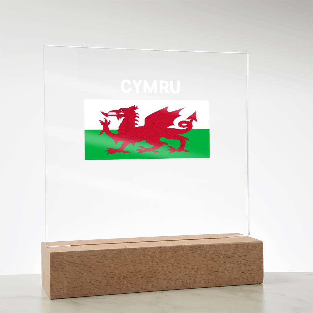 Square Acrylic Plaque, The Welsh Flag, Cymru, Red Dragon,Y Ddraig Goch - YERTIZZ.COM