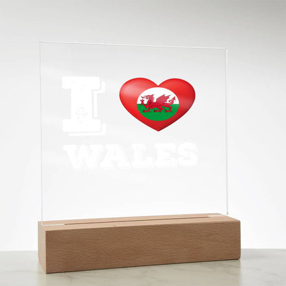 Square Acrylic Plaque, I Love Wales, Welsh Gifts - YERTIZZ.COM