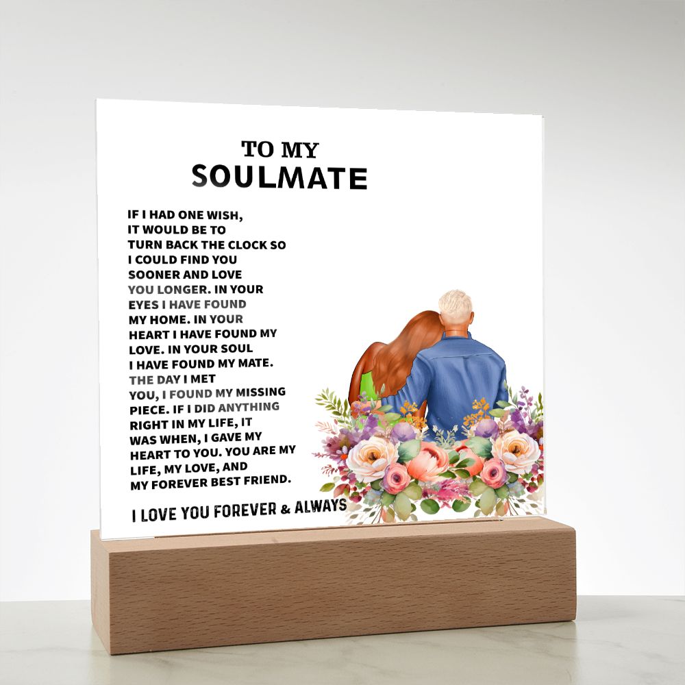 To My Soulmate, I Love You Forever & Always, Square Acrylic Plaque - YERTIZZ.COM