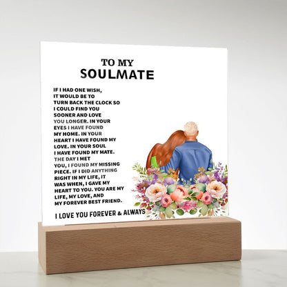 To My Soulmate, I Love You Forever & Always, Square Acrylic Plaque - YERTIZZ.COM