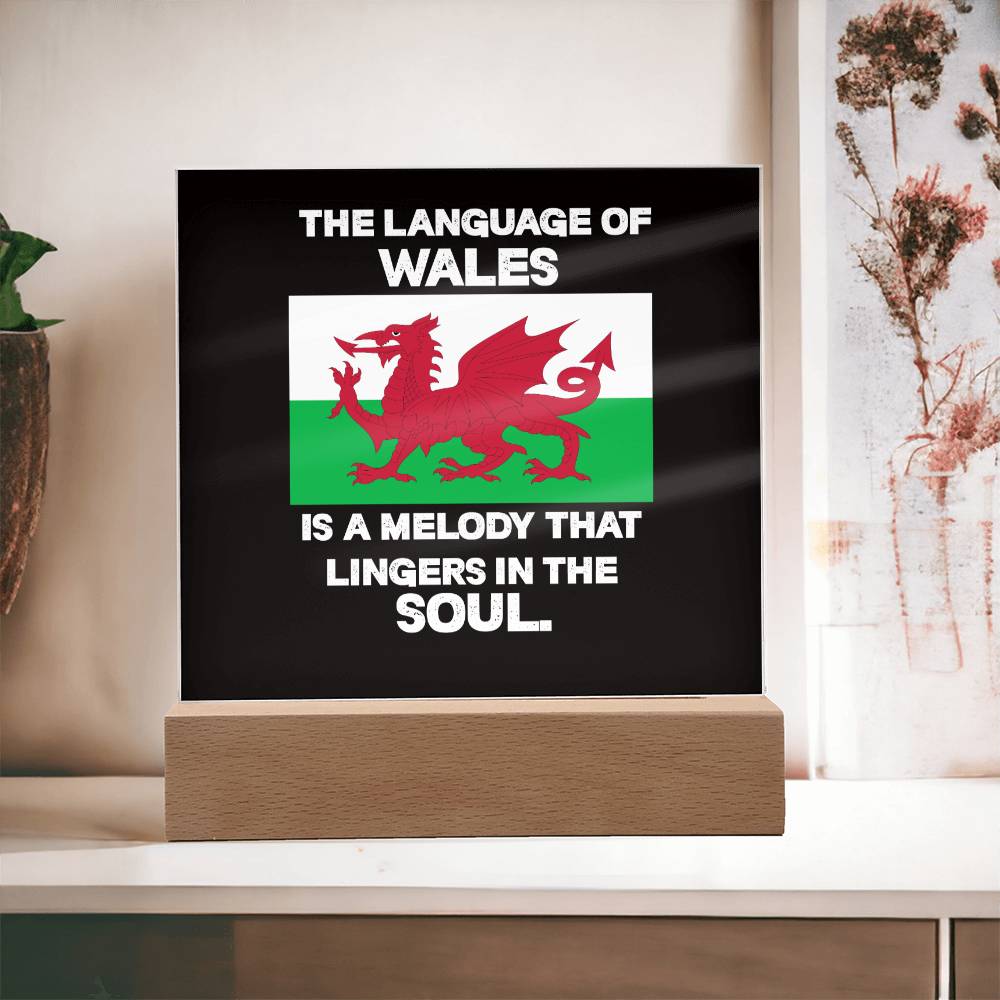 Square Acrylic Plaque, Welsh Language, A Melody That Lingers In The Soul - YERTIZZ.COM