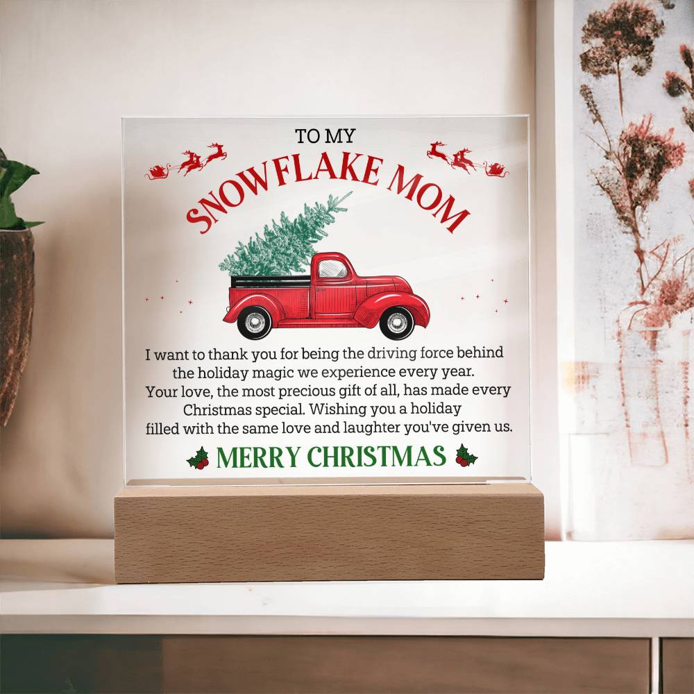 To My Snowflake Mom, ENGRAVED, Square Acrylic Plaque LED Backlit - YERTIZZ.COM