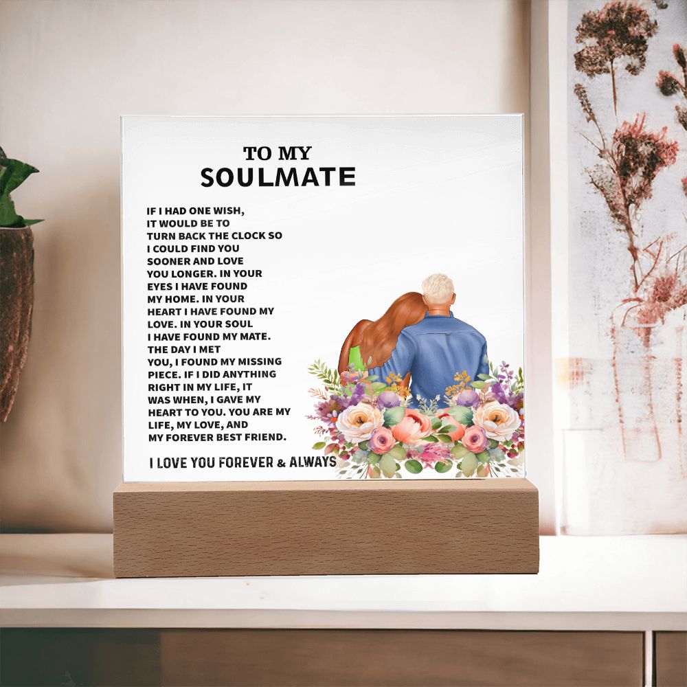 To My Soulmate, I Love You Forever & Always, Square Acrylic Plaque - YERTIZZ.COM