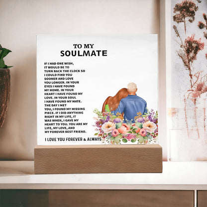 To My Soulmate, I Love You Forever & Always, Square Acrylic Plaque - YERTIZZ.COM